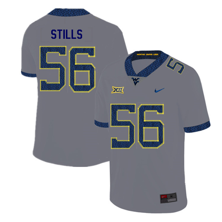 2019 Men #56 Darius Stills West Virginia Mountaineers College Football Jerseys Sale-Gray